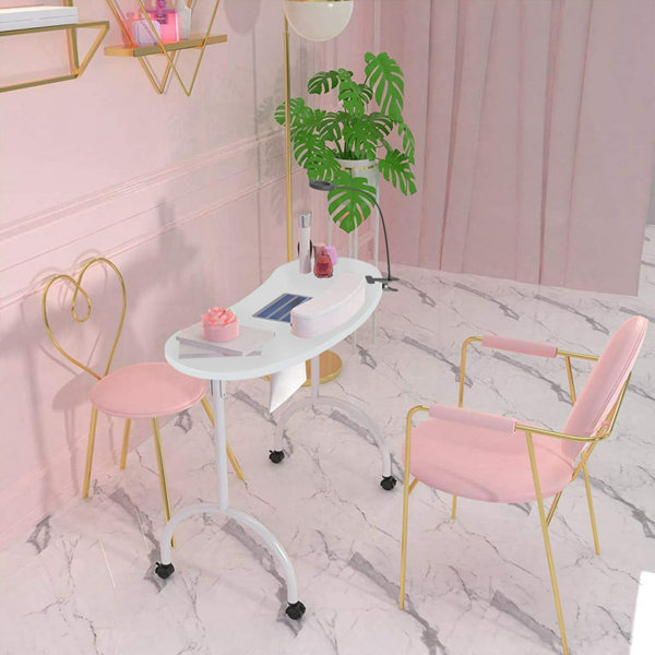 Ebern Designs Rohmer Portable and Foldable Manicure Nail Table With Dust Collector Fan And LED